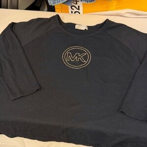 Michael size 2X Michael Kors Black Top with Gold Logo plus size long sleeve